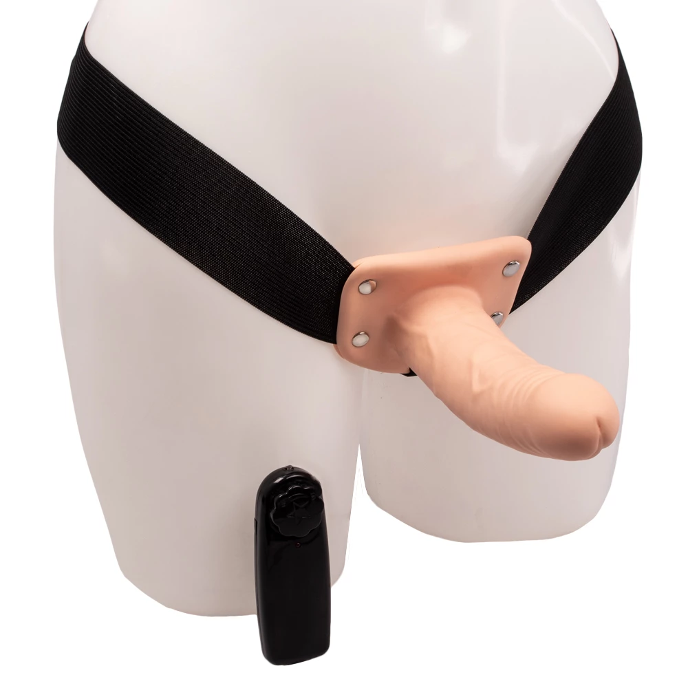 Thunderbolt Hollow Unisex Vibrating Strap-On - 6 Inch