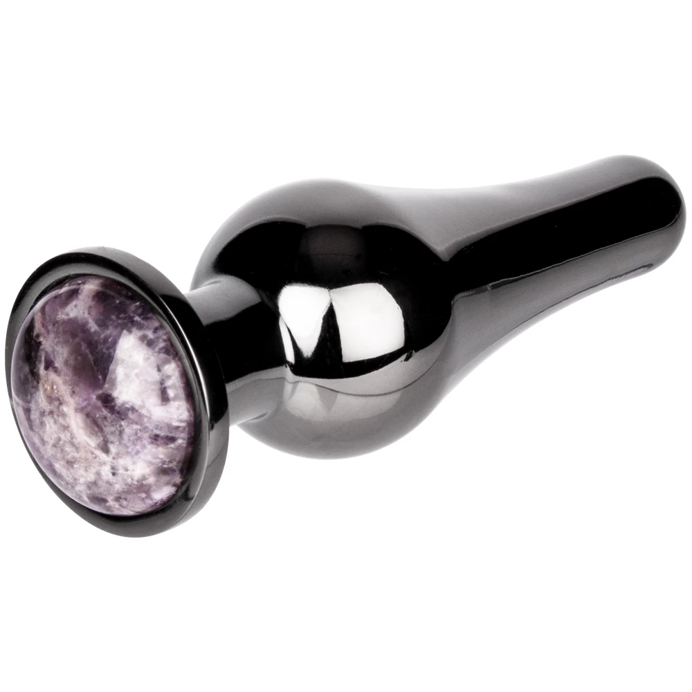Bejewelled Amethyst Gunmetal Butt Plug - 3.5, 4 or 5 Inch