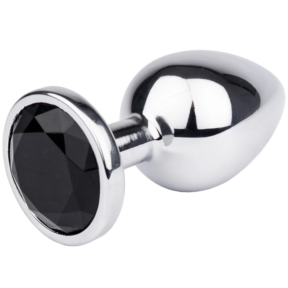 Bejewelled Black Metal Butt Plug - 2.5, 3 or 3.5 Inch