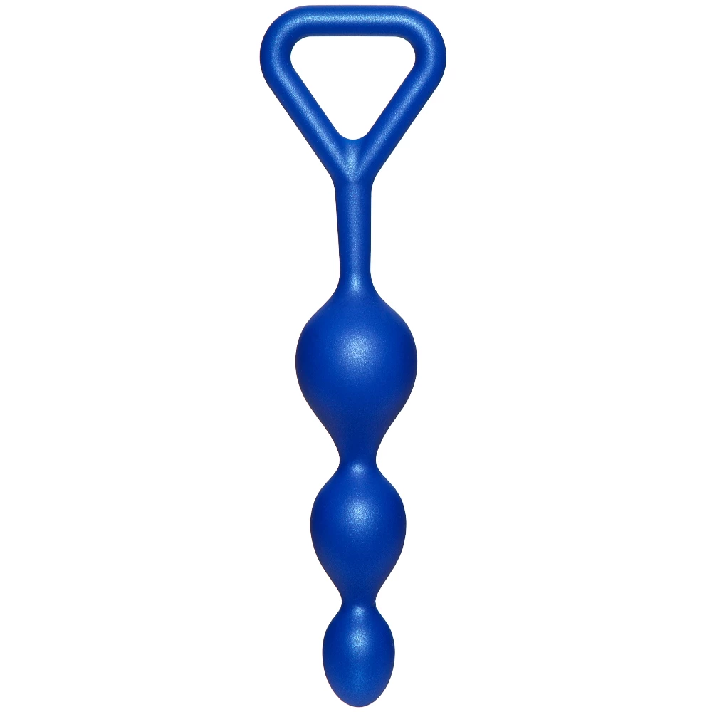 Tip Off Blue Silicone Anal Beads - 7 Inch