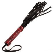 Bondara Wild Flower Red Floral Faux Leather Flogger - 14.5 Inch