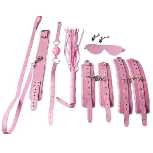 Shaggy Faux Leather Furry 8 Piece Bondage Set