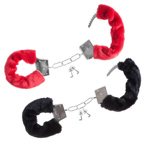 Love Locker Furry Handcuffs - Red & Black