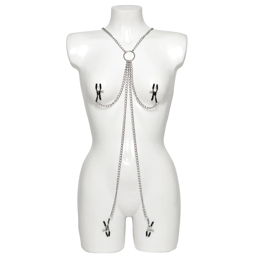 Sensory Surge Nipple & Labia Clamp Chain Harness