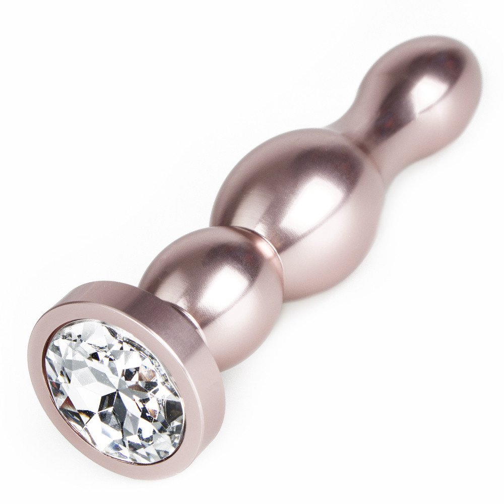 Bejewelled Rose Gold Metal Rippling Jewelled Butt Plug - 5.5 Inch