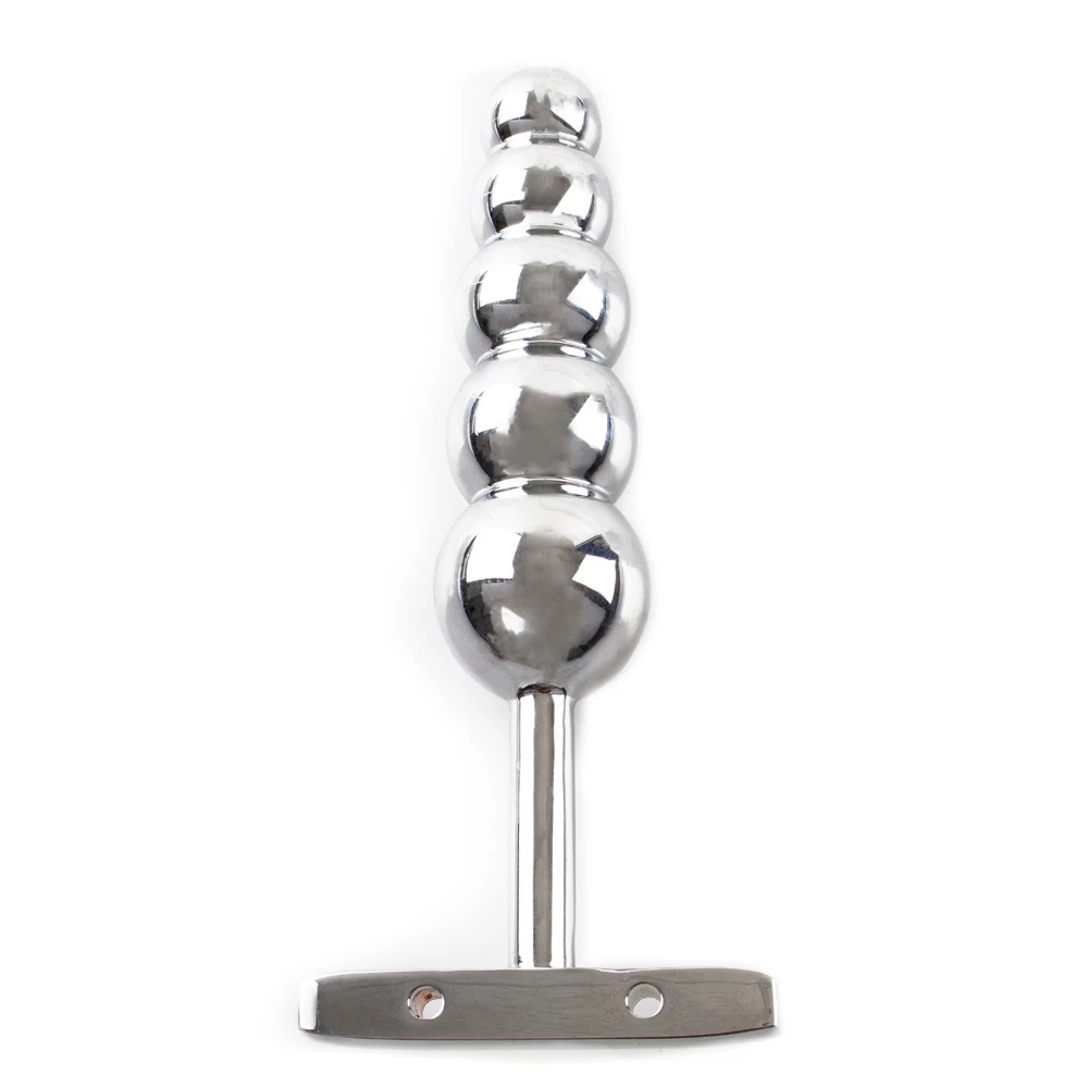 Beaded Thruster Metal Butt Plug - 6 Inch
