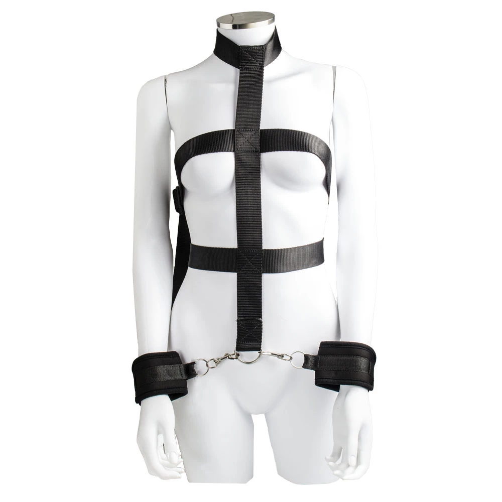 Surrender Black Body Restraint With Collar & Wrist Cuffs