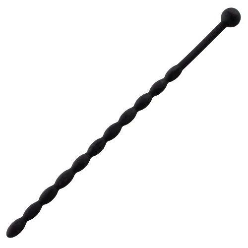 Ribbed Abyss Black Silicone Urethral Sound - 16cm