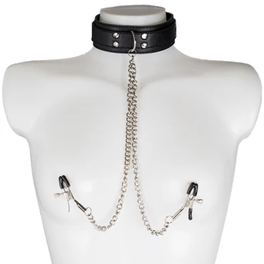 Dual-Point Collar with Chained Nipple Clamps – Bondara