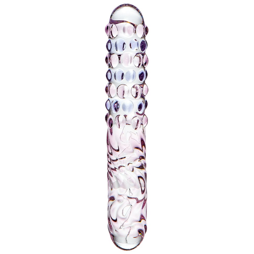 Glacier Glass Pink and Blue Textured Dildo - 7.5 Inch