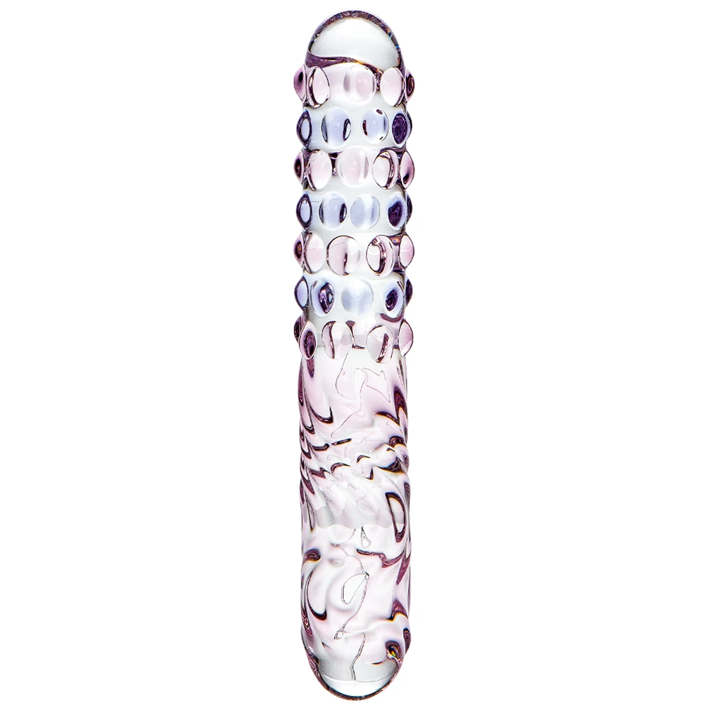 Glacier Pink & Blue Textured Glass Dildo - 7.5 Inch