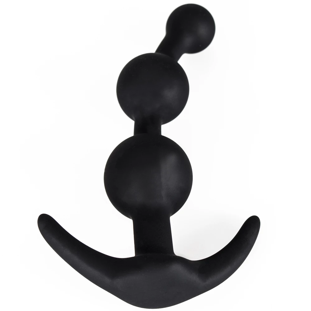 Deep Sea Drop Black Silicone Anchor Anal Beads - 5 Inch