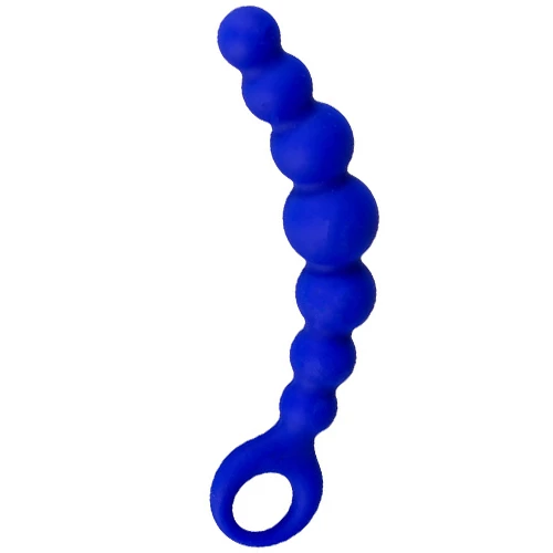 Blue Silicone Beaded Anal Probe - 8 Inch