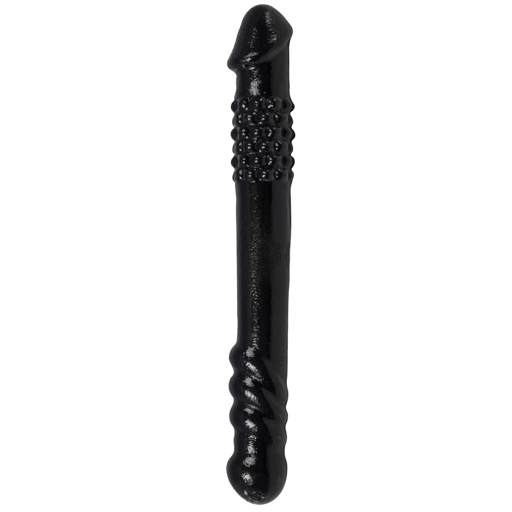 Duplex Black Textured Double Sided Dildo - 10 Inch