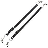 Torment Pinch Me PU Leather Pussy Spreader Straps with Labia Clamps