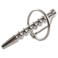 Torment Stainless Steel Ribbed Through-Hole Penis Plug  - 7.5cm