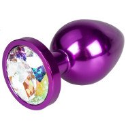 Bejewelled Purple Metal Butt Plug - 3, 3.5 or 4 Inch