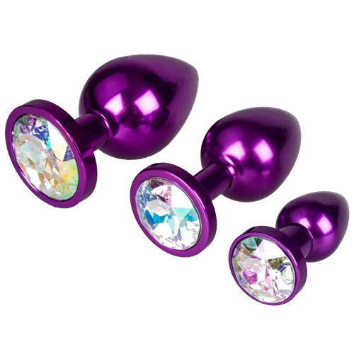 Bejewelled Purple Metal Butt Plug - 3, 3.5 or 4 Inch