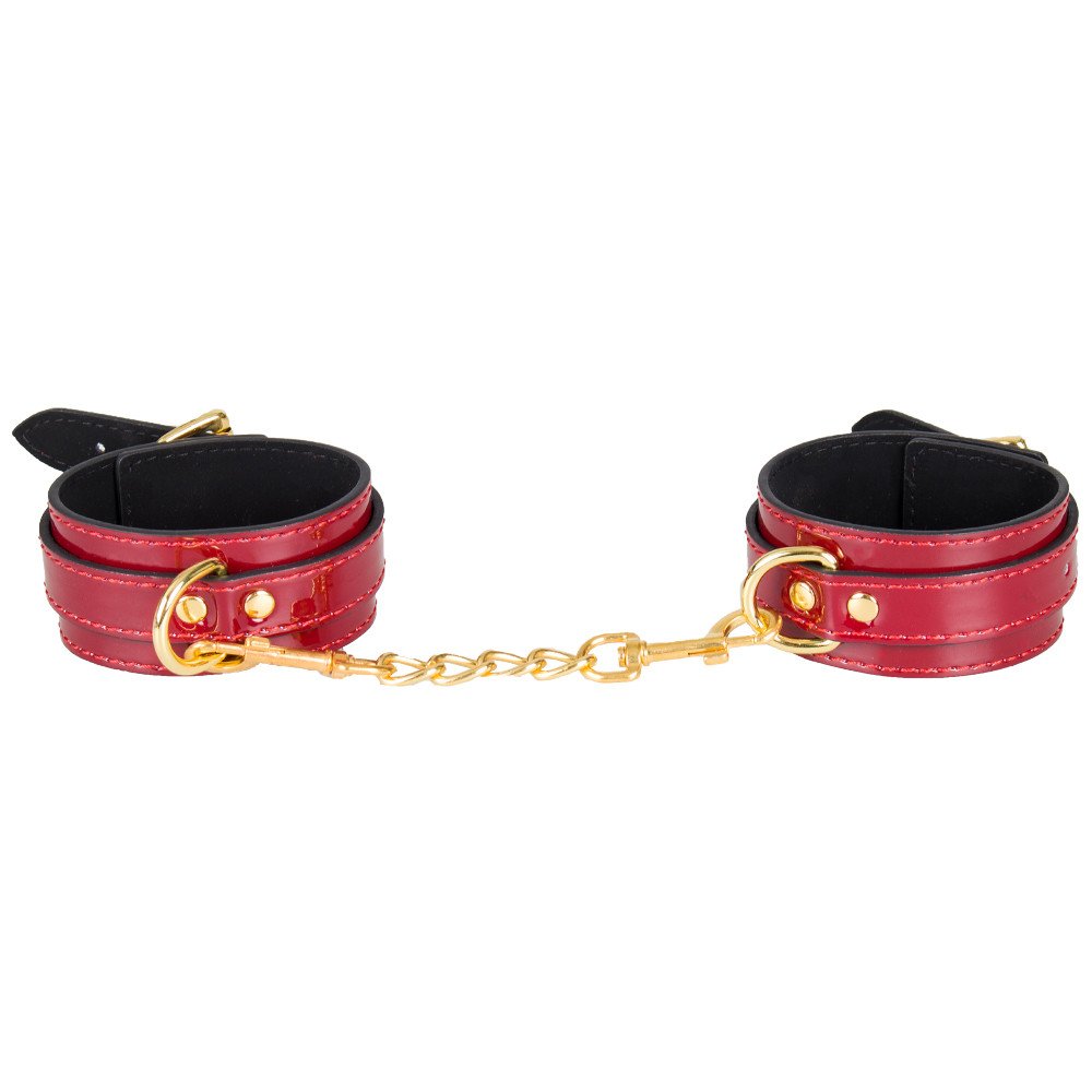 Bondara Inmate Patent Red Faux Leather Ankle Cuffs