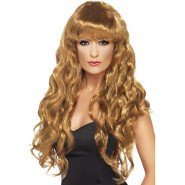 Glamorous Long Brown Curly Full Fringe Wig