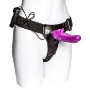 Electric Purple Unisex Hollow Vibrating Strap-On - 7 Inch