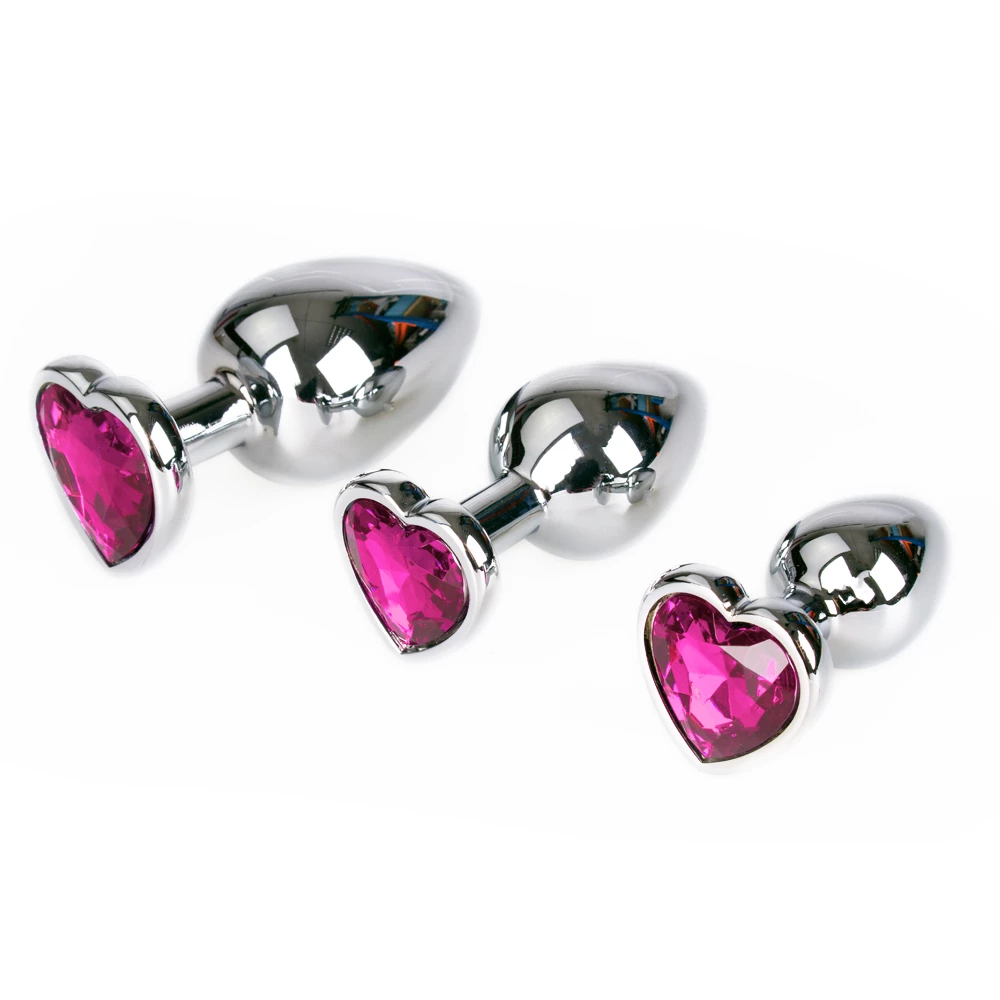 Bejewelled Pink Heart Butt Plug - 3, 3.5 or 4 Inch