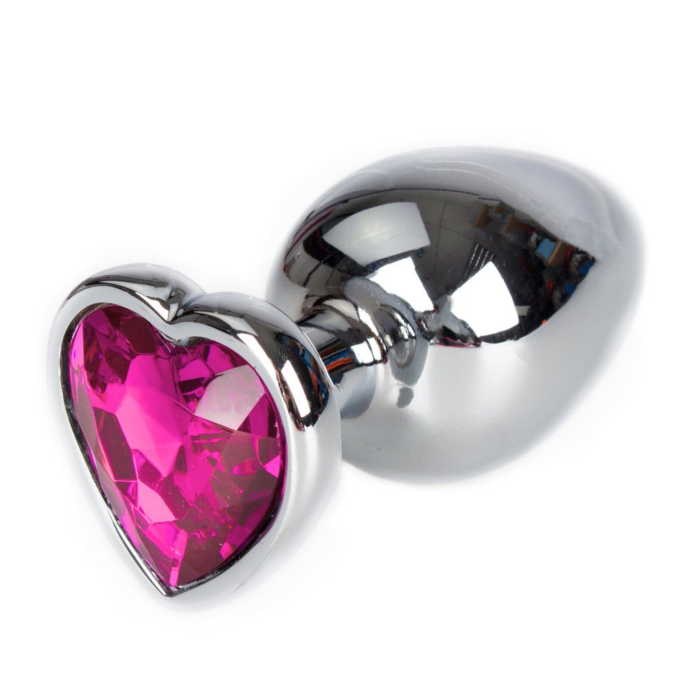 Bejewelled Pink Heart Butt Plug - 3, 3.5 or 4 Inch