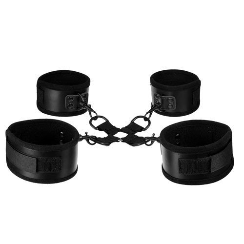Bondara Pin Me Down Black PVC Hogtie Restraint with Detachable Cuffs