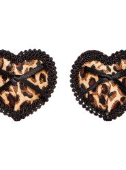Bondara Flirt Wild Love Leopard Print Heart Nipple Pasties