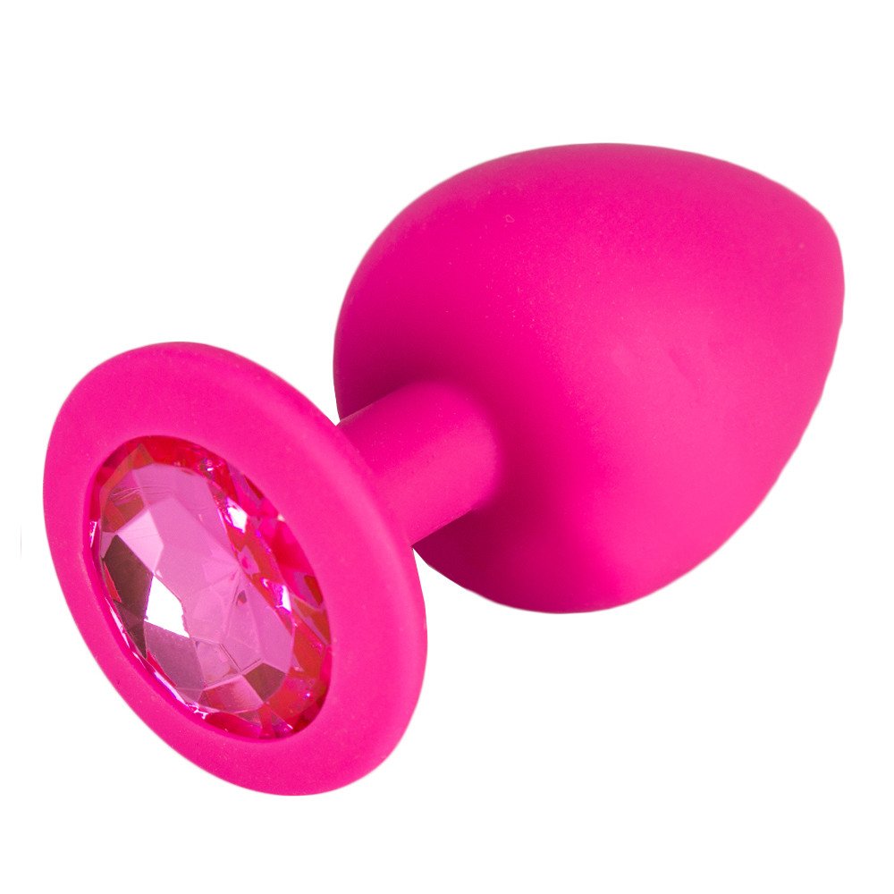Bejewelled Pink Silicone Butt Plug - 2.5, 3 or 3.5 Inch