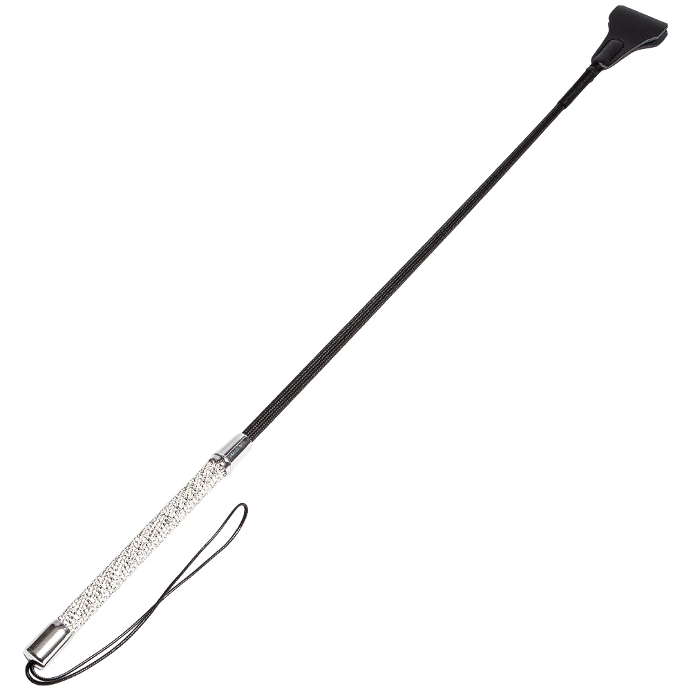 Bedazzled Diamante Faux Leather Riding Crop - 26 Inch