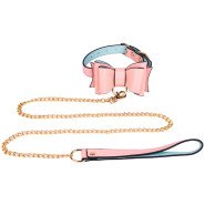 Bondara Luxe Bow To Me Pink PU Collar and Leash