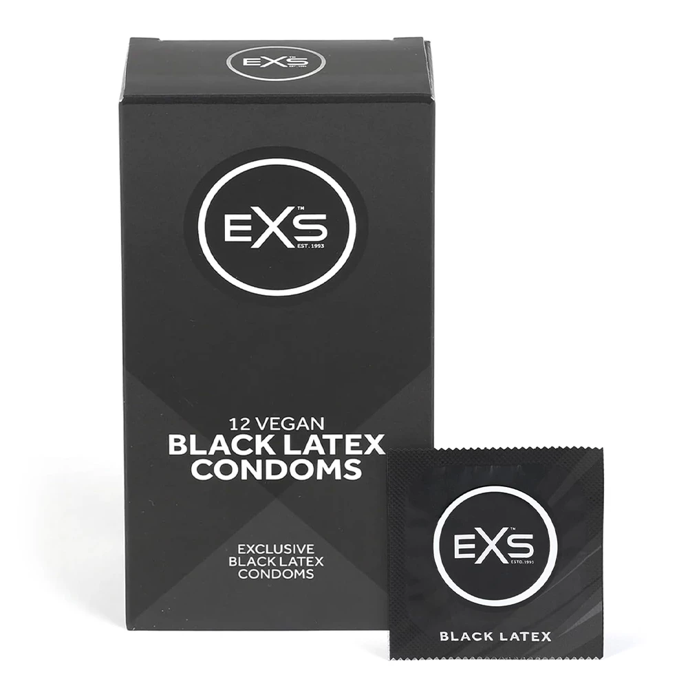 EXS Black Latex Condoms - 12 Pack