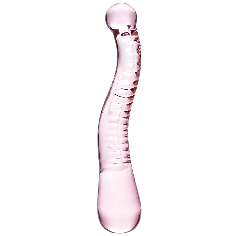 Glacier Glass Pink Curved Tentacle Dildo - 8 Inch