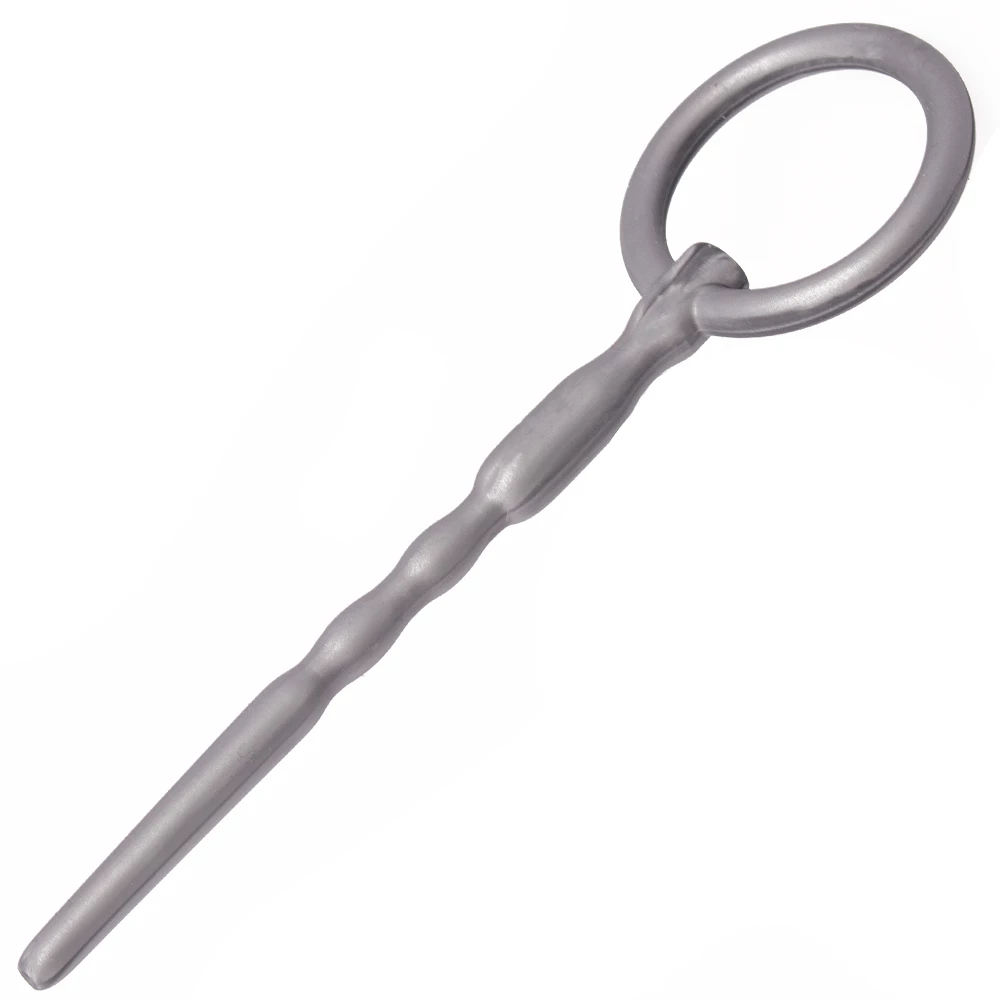Silver Ripple Penis Plug With Through-Hole - 11cm