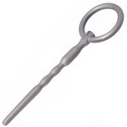 Bondara Silver Ripple Penis Plug With Through-Hole - 11cm