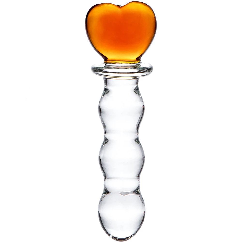 Lovers Paradise Red Heart Glass Dildo - 6.5 Inch