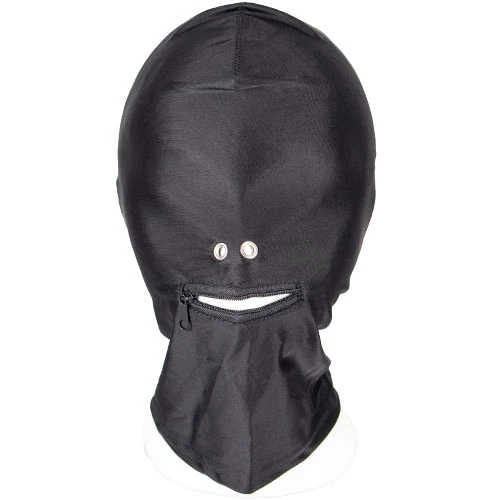 Bereft Black Deprivation Hood with Zipped Mouth