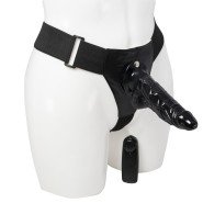 Turn Me On Black Unisex Hollow Vibrating Strap-On - 7 Inch