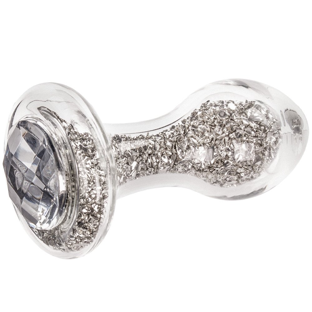 Glacier Glass Silver Sparkler Jewelled Butt Plug - 4 Inch