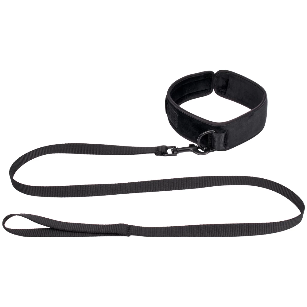Lead Astray Black Velvet Collar & Leash