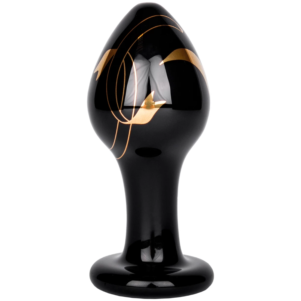 Glacier Glass Gold Rush Black Butt Plug - 3.5 Inch