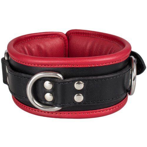 Bondara Luxe Red Saddle Leather Heavy Duty Padded Collar