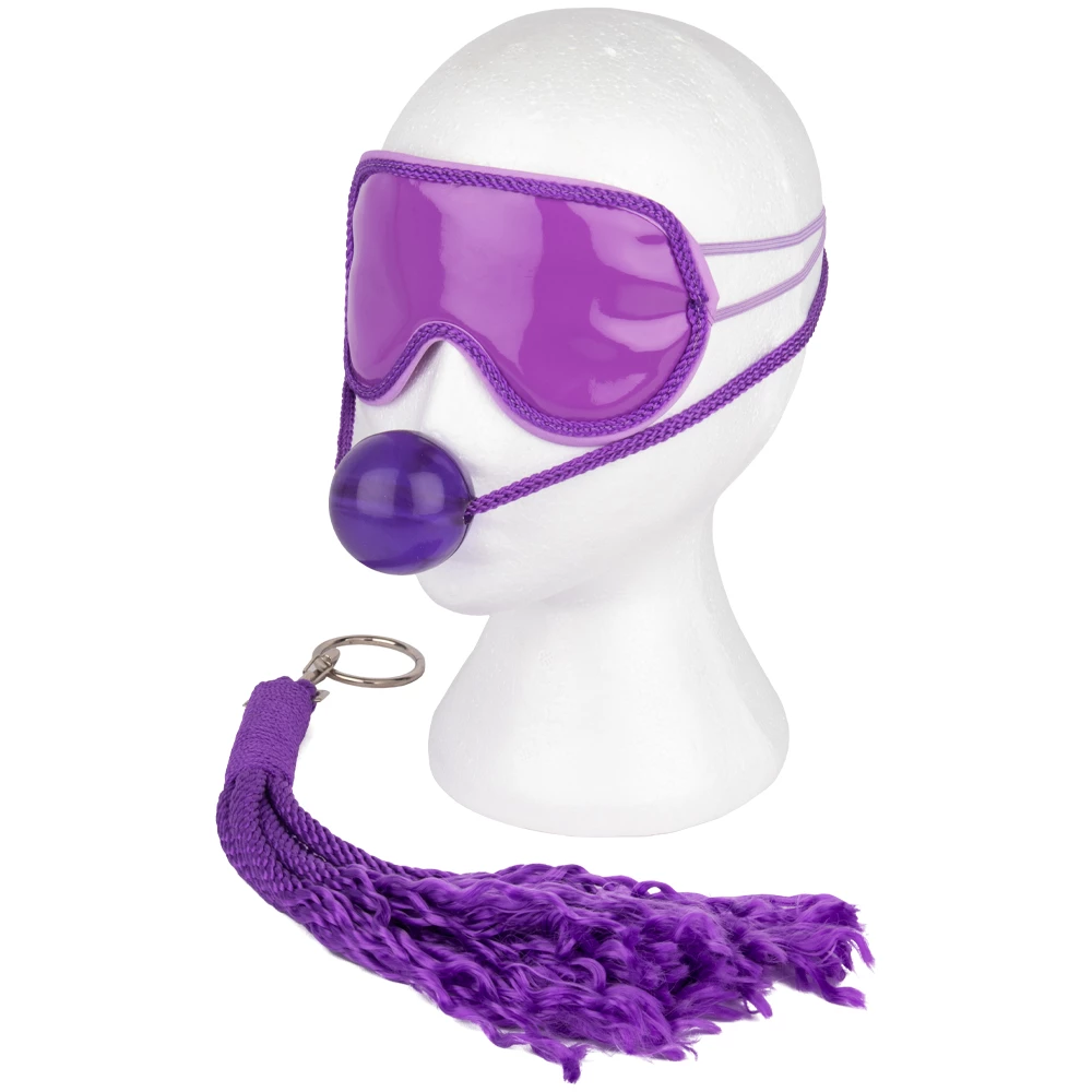 Japanese Silk Blindfold, Whip & Gag Bondage Play Set