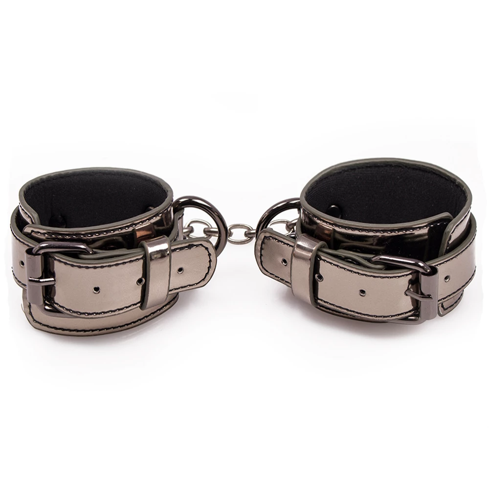 Shadow Grip Gunmetal Faux Leather Handcuffs