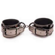 Bondara Silver Service Gunmetal Faux Leather Handcuffs