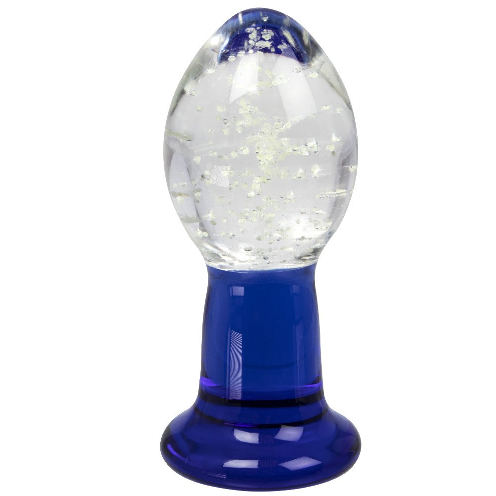 Glacier Glass Blue Glow in the Dark Butt Plug - 3.5 Inch