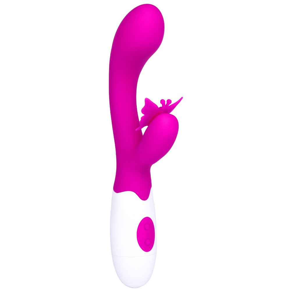 Bondara Sex Toys Blog - Happy Rabbit Day - Bondara Flutterby Pleasure Pink 30 Function Rabbit Vibrator - Pink and White Rabbit Vibrator with Butterfly shapped Clit Stim