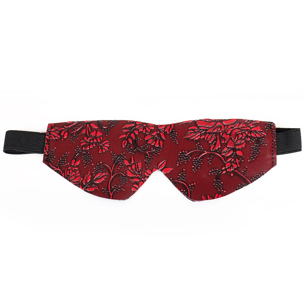 Wild Floral Red Faux Leather Blindfold