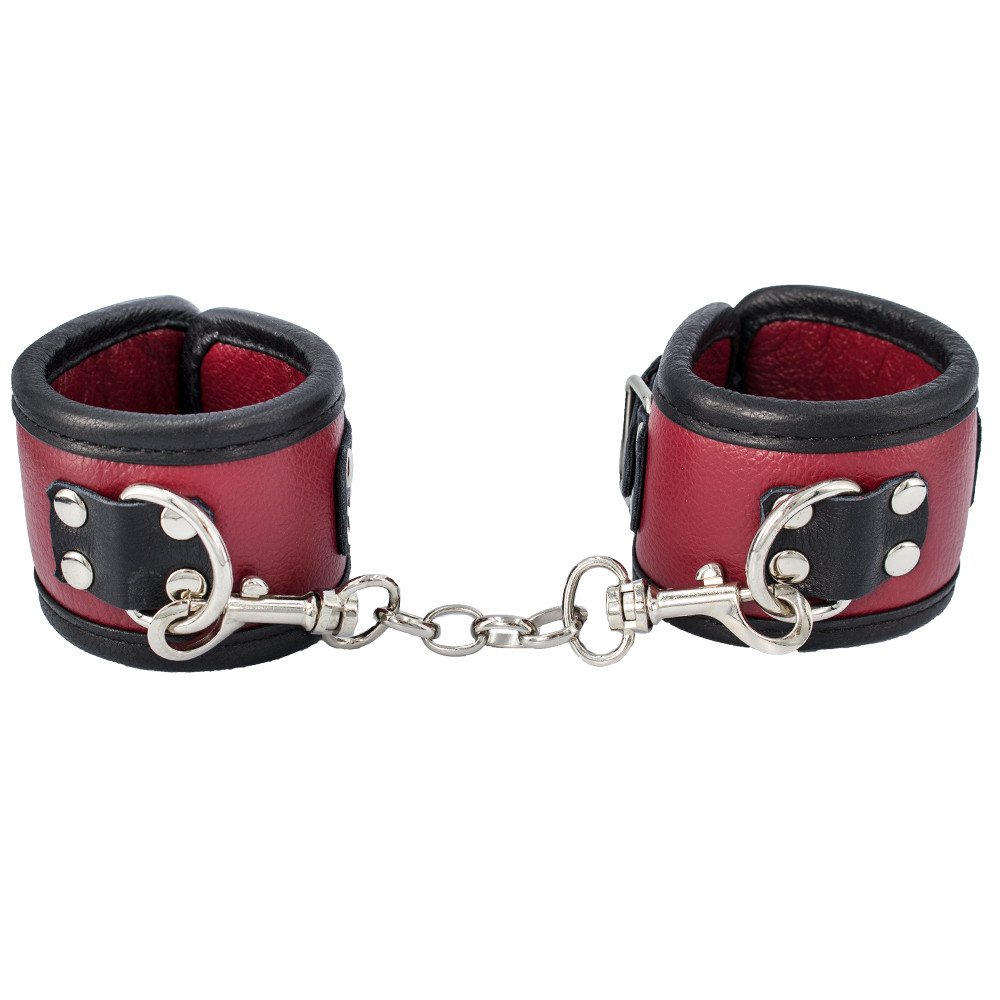 Bondara Luxe Red Real Leather Handcuffs